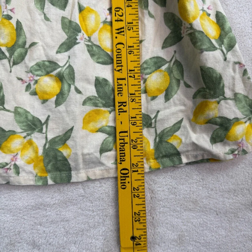 Old Navy Girls Lemon Print Linen Blend Smocked Waist‎ Sundress Yellow White 4T